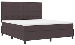 Cama Box Spring com Colchão Castanho Escuro Super King Tecido