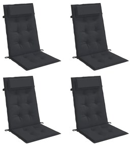 Almofadões p/ cadeira encosto alto 4 pcs tecido oxford preto