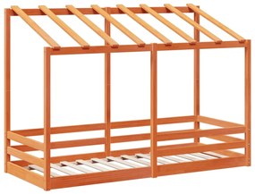 Cama infantil com telhado 75x190 cm pinho maciço castanho-mel