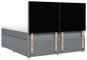 Cama com molas/colchão 200x200 cm tecido cinza-claro