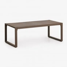 Rectangular 110x55 Cm Aluminum Lipov Garden Coffee Table Castanho Chocolate - Sklum