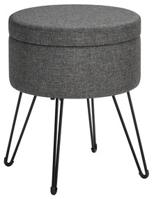 Pufe redondo com espaço de armazenamento | SONGMICS | 37 x 37 x 45 cm | cinzento | LOM002G02.