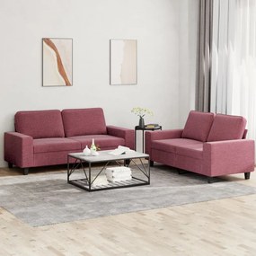2 pcs conjunto de sofás tecido vermelho-tinto