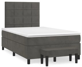 vidaXL Cama boxspring com colchão 120x190 cm veludo cinzento-escuro