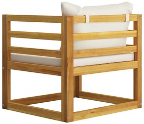 Cadeira de jardim com almofadões cor creme acácia maciça