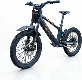 Bicicleta elétrica infantil 500W Roan RXF Evo Racing 18" Preta e Dourada