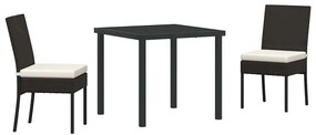 Conjunto de Jantar Jardim 3 Peças em Rattan Sintético Preto