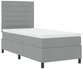 Cama Box Spring com Colchão Cinza Claro Individual Tecido
