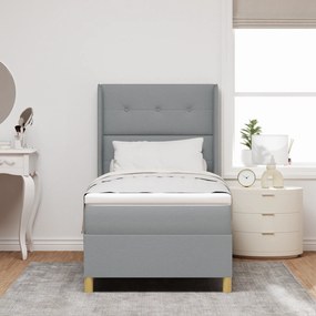 vidaXL Cama Box com Colchão Cinza Claro 90x200 cm Tecidos