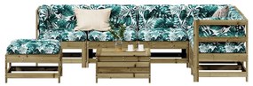8 pcs conjunto lounge de jardim c/ almofadões pinho impregnado