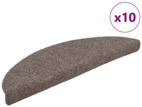 Tapetes escada autoadesivos 10 pcs 56x17x3 cm agulhado bege