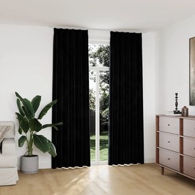 Cortinas blackout com ganchos 2 pcs 140x245 cm veludo preto