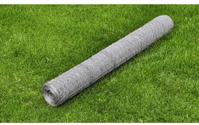 Cerca de arame hexagonal 1x25 m aço galvanizado prateado