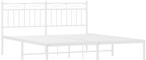 Estrutura de cama com cabeceira 160x200 cm metal branco