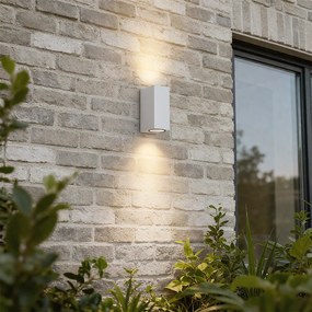 Candeeiro de parede exterior moderno branco em plástico 2-luzes - Baleno