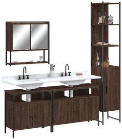 vidaXL 4 pcs conj. móveis WC derivados madeira cor carvalho castanho
