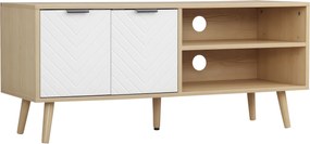 Móvel para televisão até 46 polegadas,110 x 39 x 48,8 cm branco e castanho natural