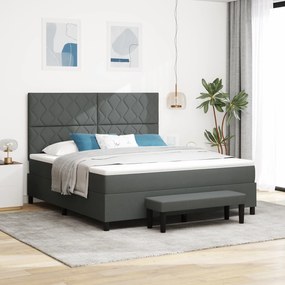 vidaXL Cama Box com Colchão e Banco Cinza Escuro 180x200 cm Tecido