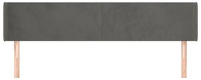 Cabeceira de cama c/ abas veludo 163x16x78/88cm cinzento-escuro