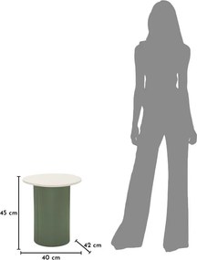 MESA DE APOIO EM MÁRMORE ARTIFICIAL FRANKFURT 40X42X45 CM VERDE E BRANCO