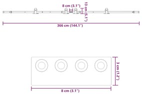 Kit de ferragens para porta deslizante 366 cm aço preto
