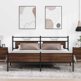 vidaXL Estrutura cama sem colchão 200x200cm metal carvalho castanho