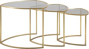CONJUNTO DE 3 MESAS DE CENTRO TRIANGULARES Ø 60X50-50X45-40X40 CM DOURADO