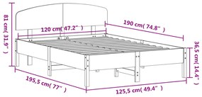 Cama sem colchão 120x190 cm madeira de pinho maciça branco