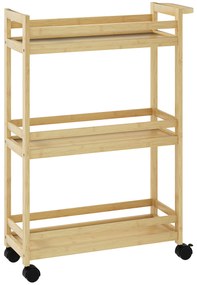 HOMCOM Carrinho para Casa de Banho de Bambu com 3 Níveis Carrinho de Arrumação para Casa de Banho Cozinha 55x20x75 cm Madeira | Aosom Portugal