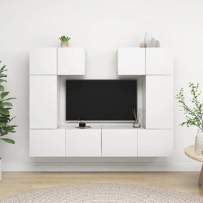 6 pcs conjunto de móveis de TV derivados de madeira branco