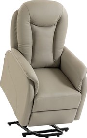 HOMCOM Poltrona Elevatória Elétrica Massagem Vibração e Calor, Poltrona Relax Elétrica em PU, Encosto Reclinável, Cinza | Aosom Portugal