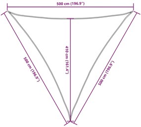 Para-sol vela tecido oxford triangular 5x5x5 m cinza-acast.