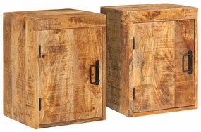 vidaXL Mesa-de-cabeceira 2 pcs Castanho Madeira de manga maciça