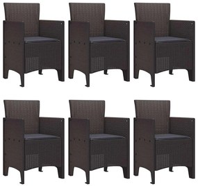 Conjunto de Jantar de Jardim 7 pcs Castanho Ratan PE