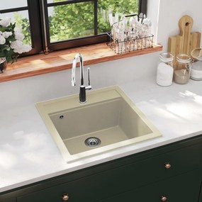 Lava-Louça de Cozinha em Granito Bege - 49x51 cm - Design Moderno