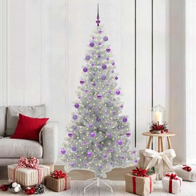 vidaXL Árvore de Natal com 300 LEDs com suporte Prateado 210 cm PET