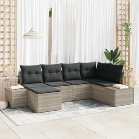 Conjunto de Sofás de Jardim de 6 Peças com Almofadas Cinzento-Claro Ra