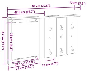 Cabideiro de Parede Cinzento cimento 85 x 10 x 45 cm