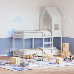 vidaXL Telhado de cama infantil 55x99x139,5 cm pinho maciço branco