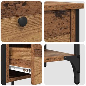 Mesa de Cabeceira Madeira Velha 34x36x70 cm Madeira Engenheirada
