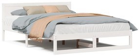 Estrutura de Cama Branca Madeira de Pinho Maciça 140 x 200 cm