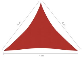 Para-sol estilo vela 160 g/m² 4x4x4m PEAD vermelho