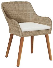 Conjunto de Jantar de Jardim 7 Peças Bege em Rattan Sintético