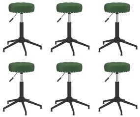 vidaXL Cadeiras de jantar giratórias 6 pcs veludo verde-escuro