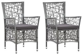 vidaXL Cadeiras de exterior 2 pcs com almofadões vime PE cinzento