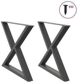 Pés para mesa de jantar 2 peças antracite 90x(72-73,3) cm aço