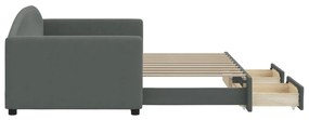 Sofá-cama c/ gavetão e gavetas 90x190 cm tecido cinzento-escuro