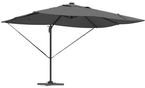 Guarda-sol de braço articulado com LEDs Antracite 352x251x265 cm Alumí