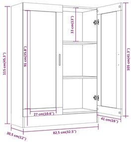 Vitrine 82,5x30,5x115 cm derivados de madeira carvalho castanho