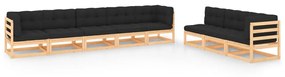 vidaXL 8 pcs conjunto lounge de jardim c/ almofadões pinho maciço